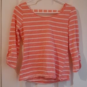 Bozzolo pink and white strip half sleeve top